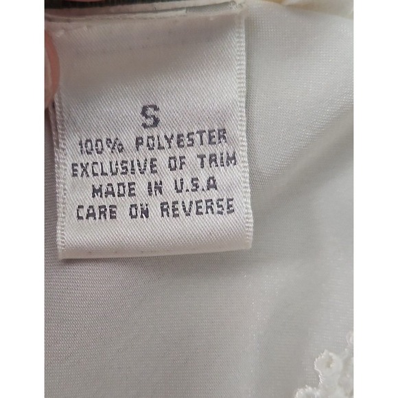 Vintage Dentelle White Satin Slip Nightgown -  Floral Lace Trim Womens Small - Picture 10 of 12